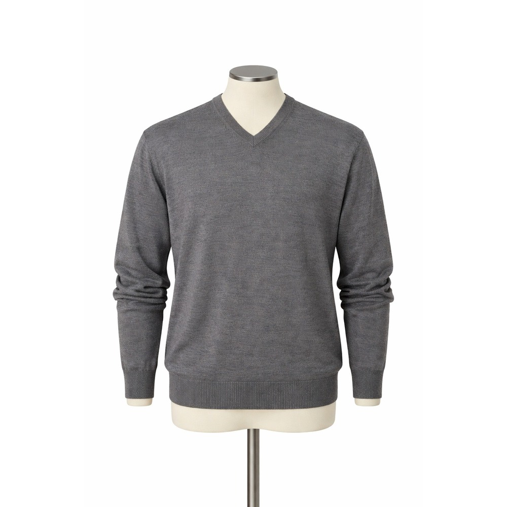 Turnbury Mens 2XT Gray‎ Extra Fine Merino Wool V-Neck Sweater Long Sleeve Tall